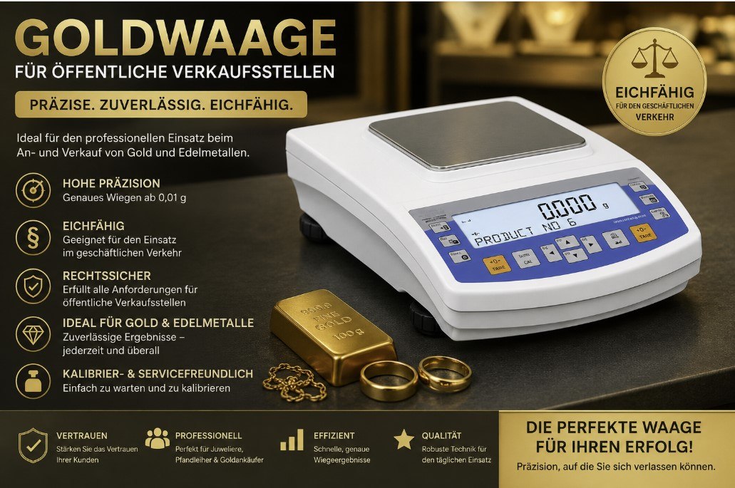 Goldwaage Juwelierwaage für offene Verkaufsstellen zugelassen, Mindesteinwaage 0,2g / 1000g , d=e 0,01g, Geeicht f. Österreich – Bild 2